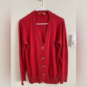 TORY BURCH - Red cardigan, size large, fits like medium